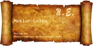 Mekler Erika névjegykártya